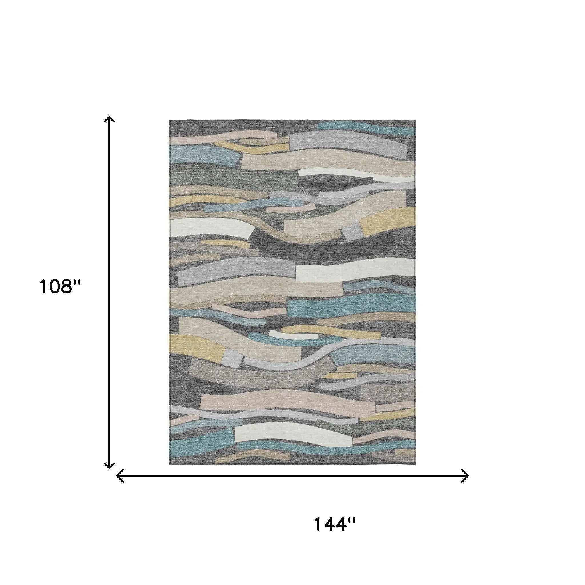 9' X 12' Gray And Pewter Striped Washable Indoor Outdoor Area Rug Homeroots Outdoor