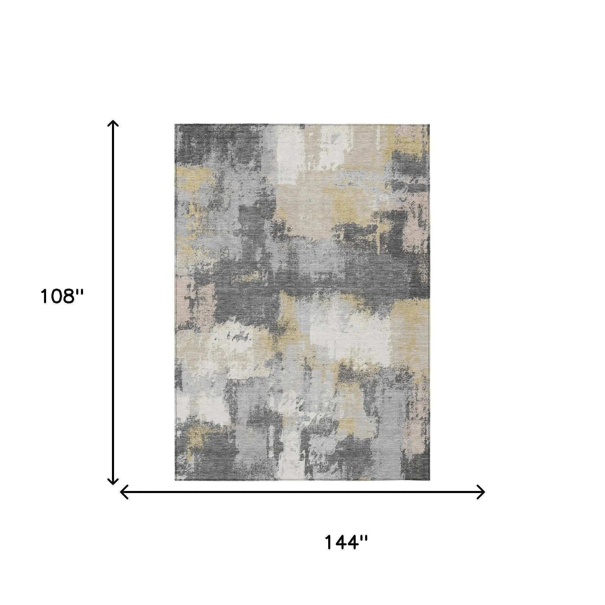 9' X 12' Gray And Silver Abstract Washable Indoor Outdoor Area Rug Homeroots Outdoor