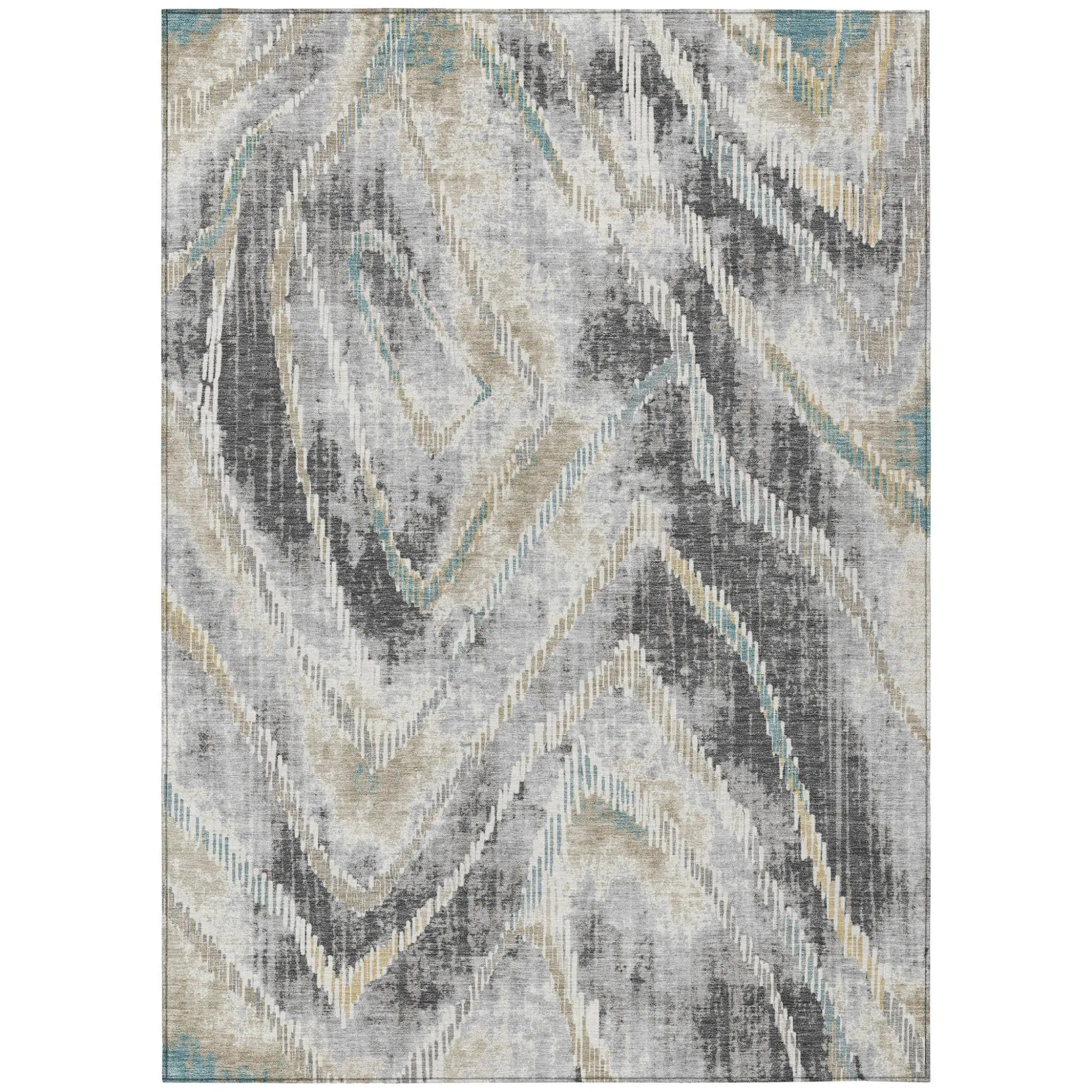 9' X 12' Gray And Silver Abstract Washable Indoor Outdoor Area Rug Homeroots Outdoor