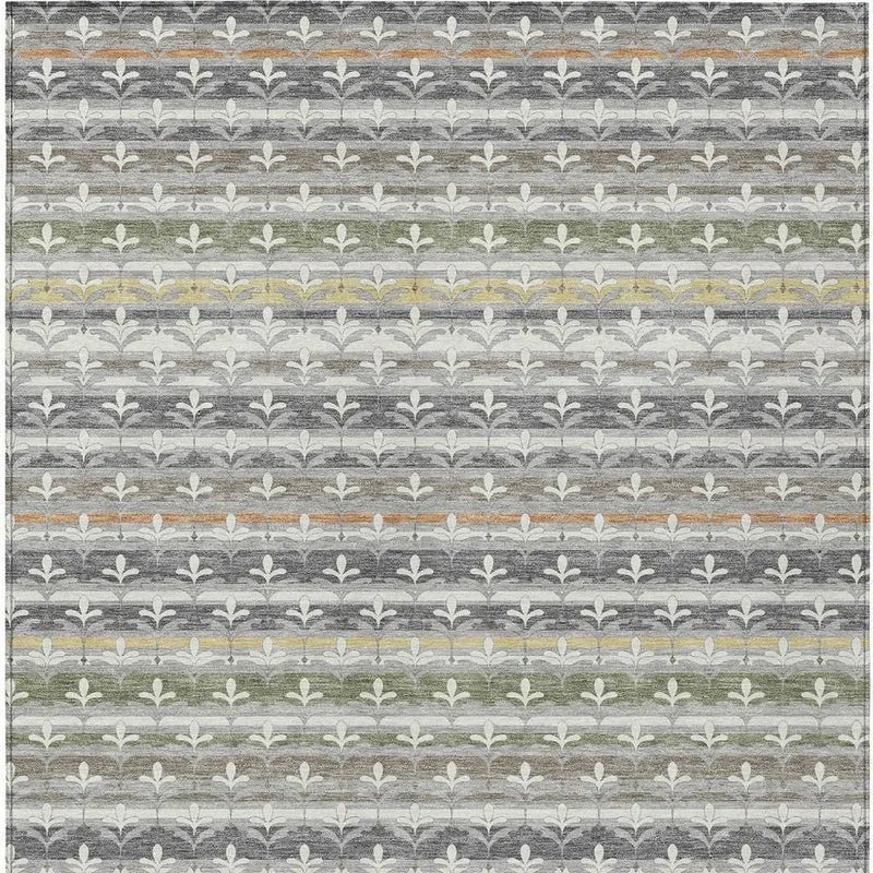 9' X 12' Gray And Silver Damask Washable Indoor Outdoor Area Rug Homeroots Outdoor