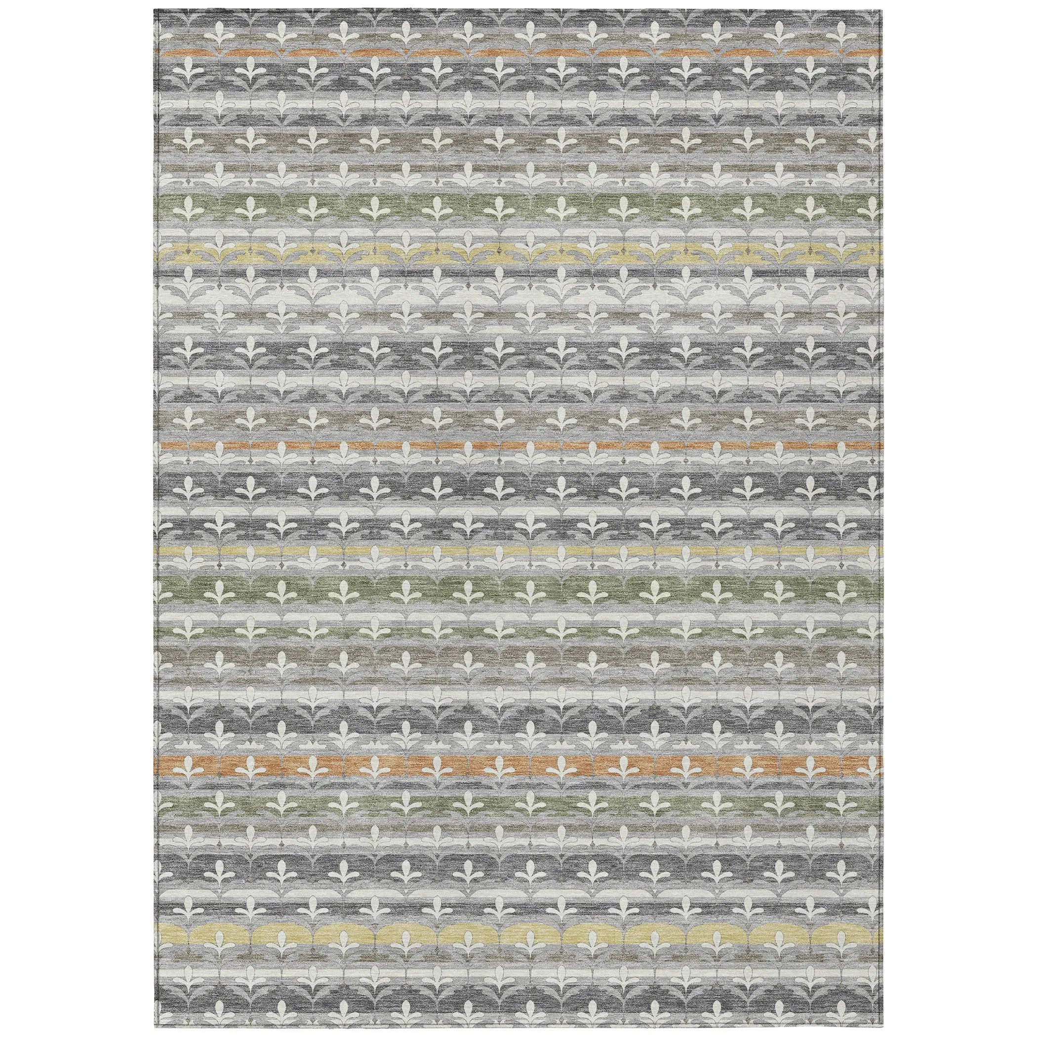 9' X 12' Gray And Silver Damask Washable Indoor Outdoor Area Rug Homeroots Outdoor