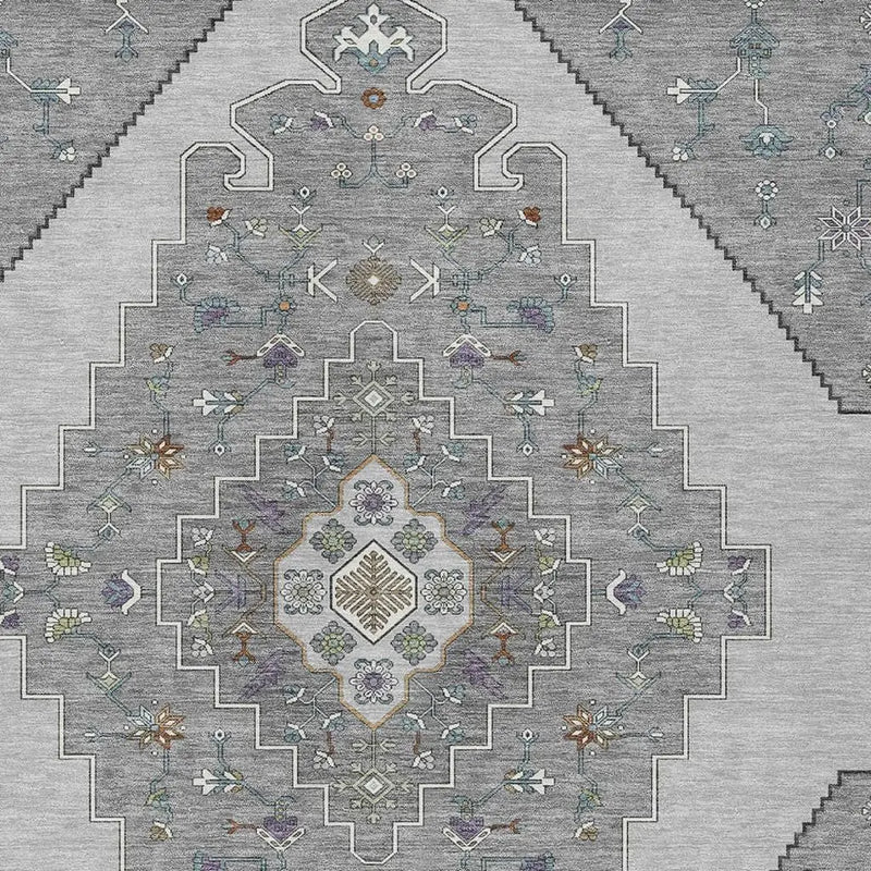 9' X 12' Gray And Silver Geometric Washable Indoor Outdoor Area Rug Homeroots Outdoor