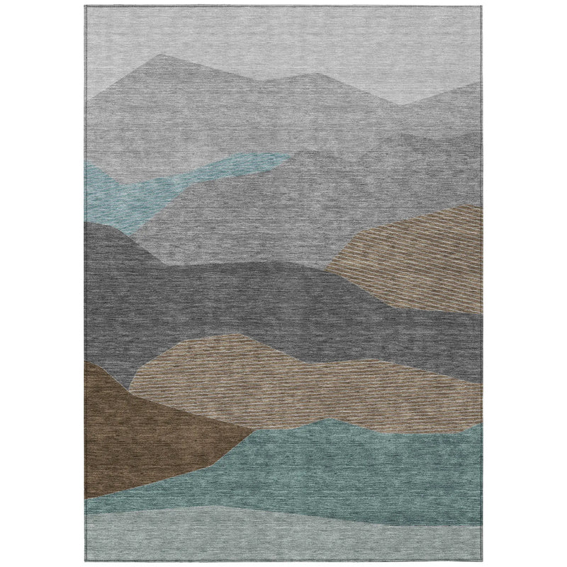 9' X 12' Gray And Silver Geometric Washable Indoor Outdoor Area Rug Homeroots Outdoor