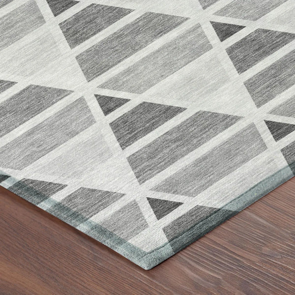9' X 12' Gray And Silver Geometric Washable Indoor Outdoor Area Rug Homeroots Outdoor