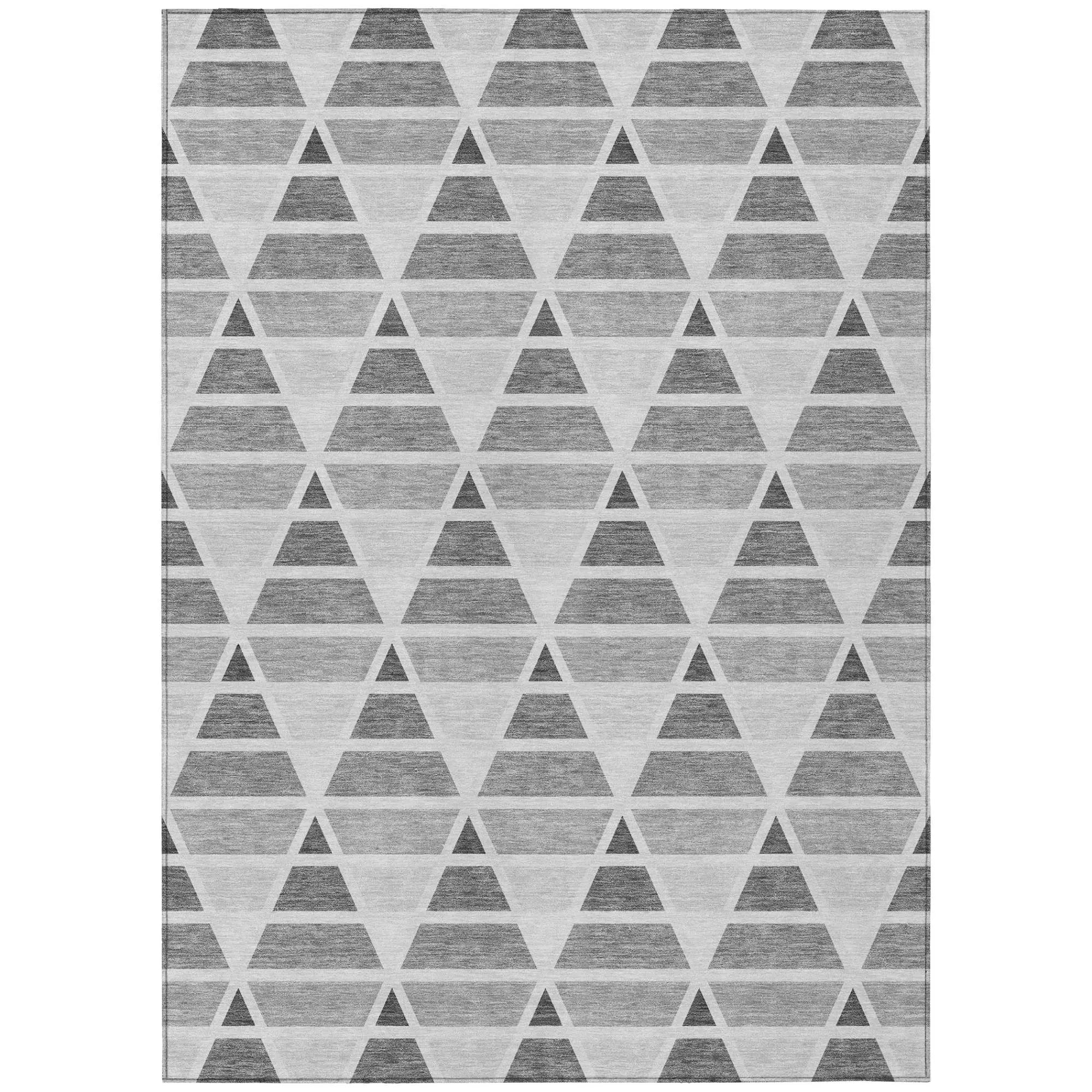 9' X 12' Gray And Silver Geometric Washable Indoor Outdoor Area Rug Homeroots Outdoor
