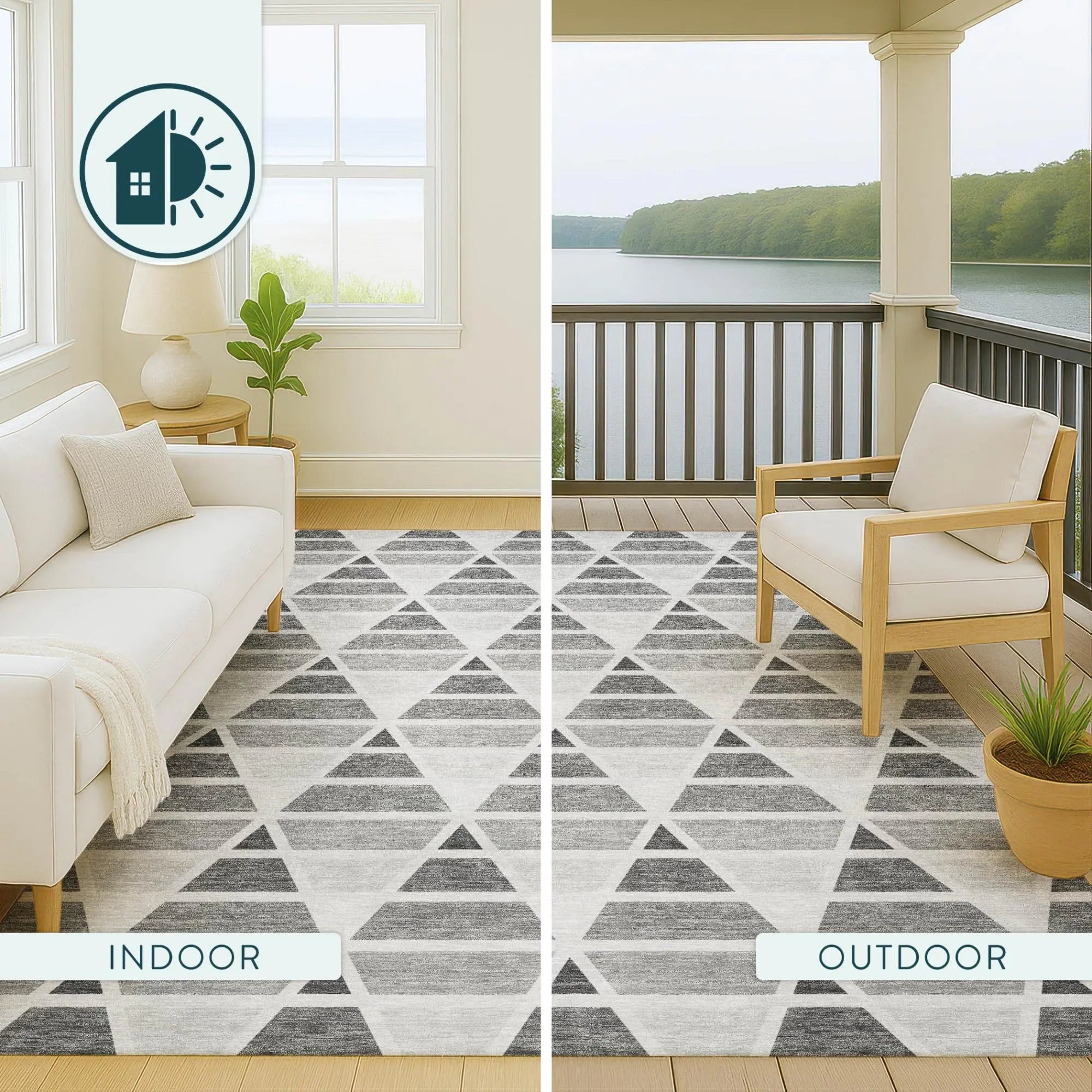 9' X 12' Gray And Silver Geometric Washable Indoor Outdoor Area Rug Homeroots Outdoor