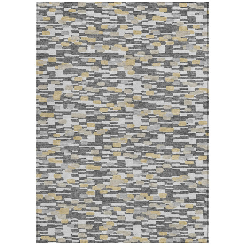9' X 12' Gray And Silver Geometric Washable Indoor Outdoor Area Rug Homeroots Outdoor