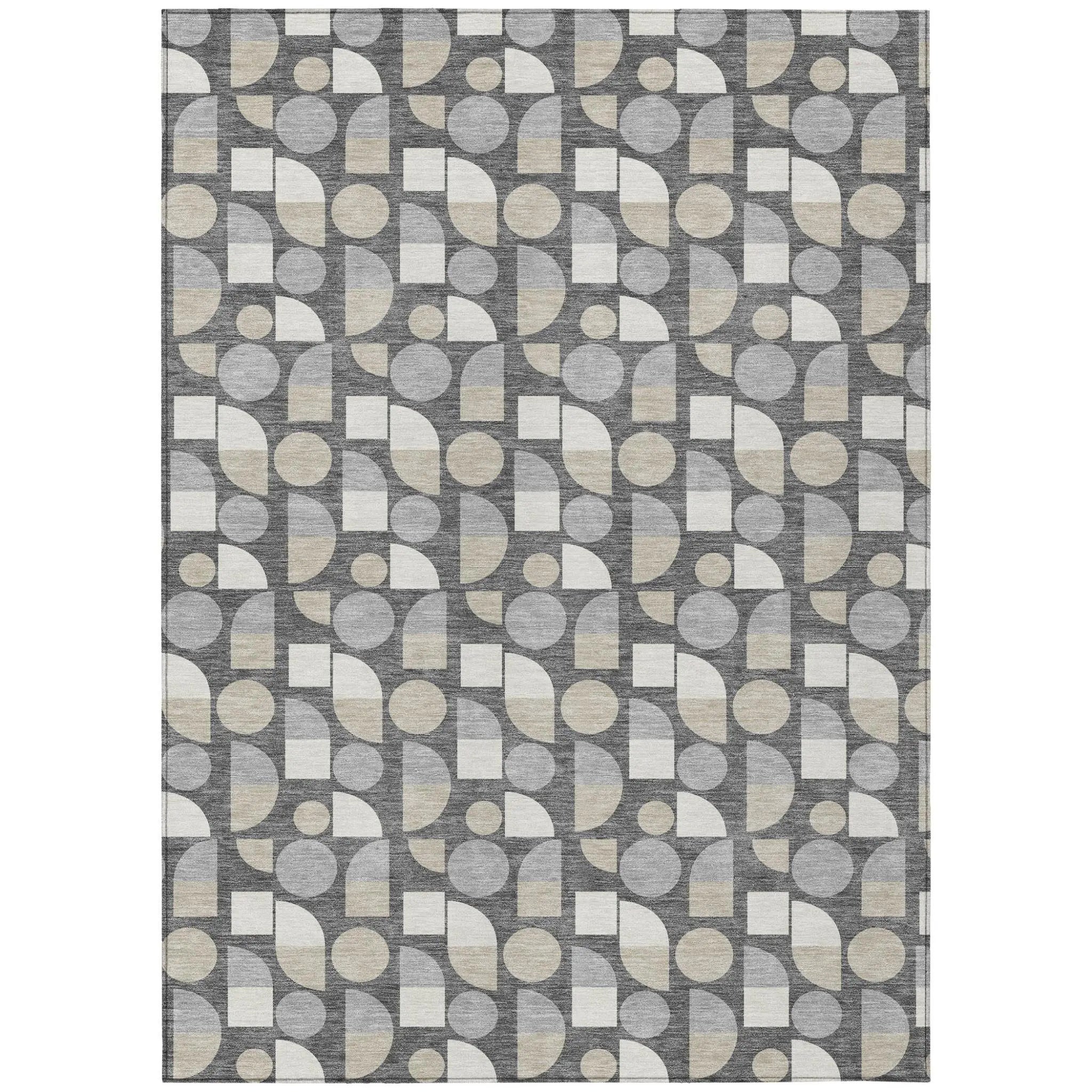 9' X 12' Gray And Silver Geometric Washable Indoor Outdoor Area Rug Homeroots Outdoor