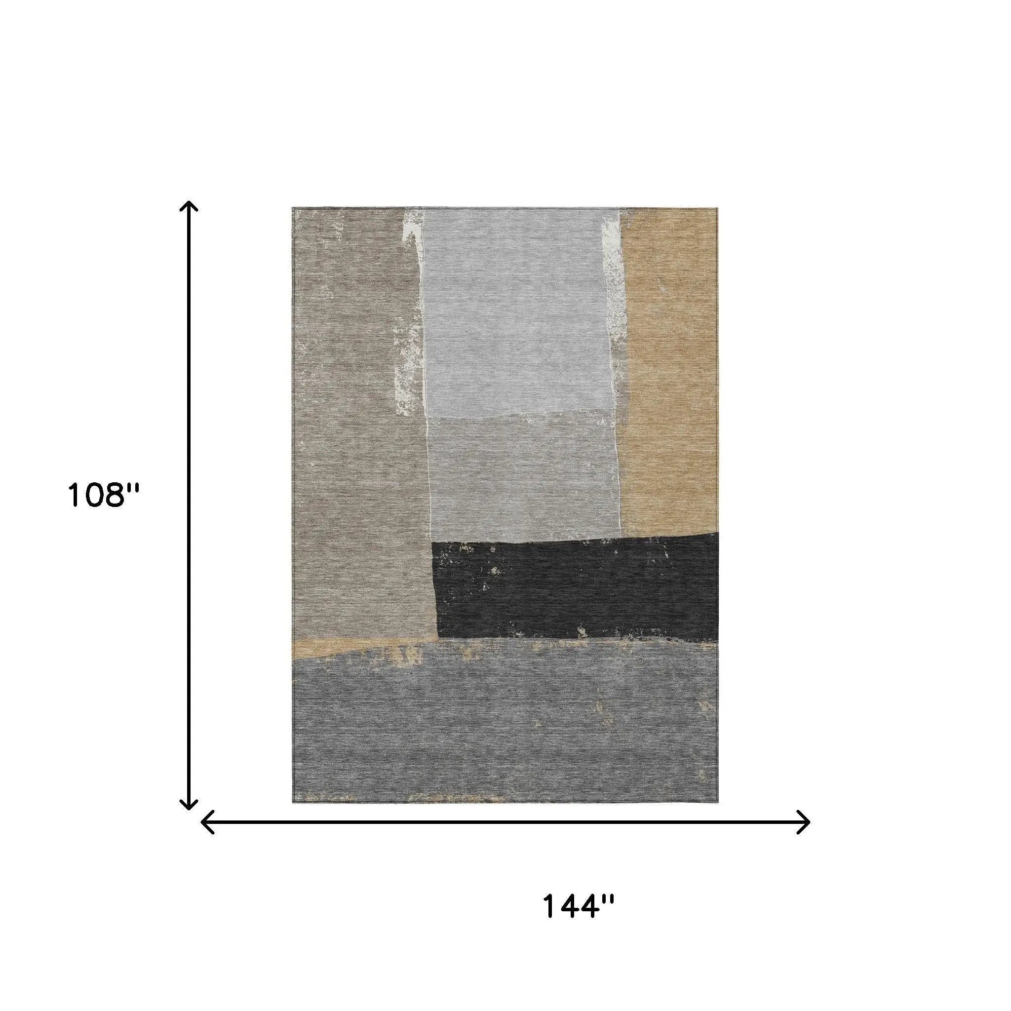 9' X 12' Gray And Silver Geometric Washable Indoor Outdoor Area Rug Homeroots Outdoor