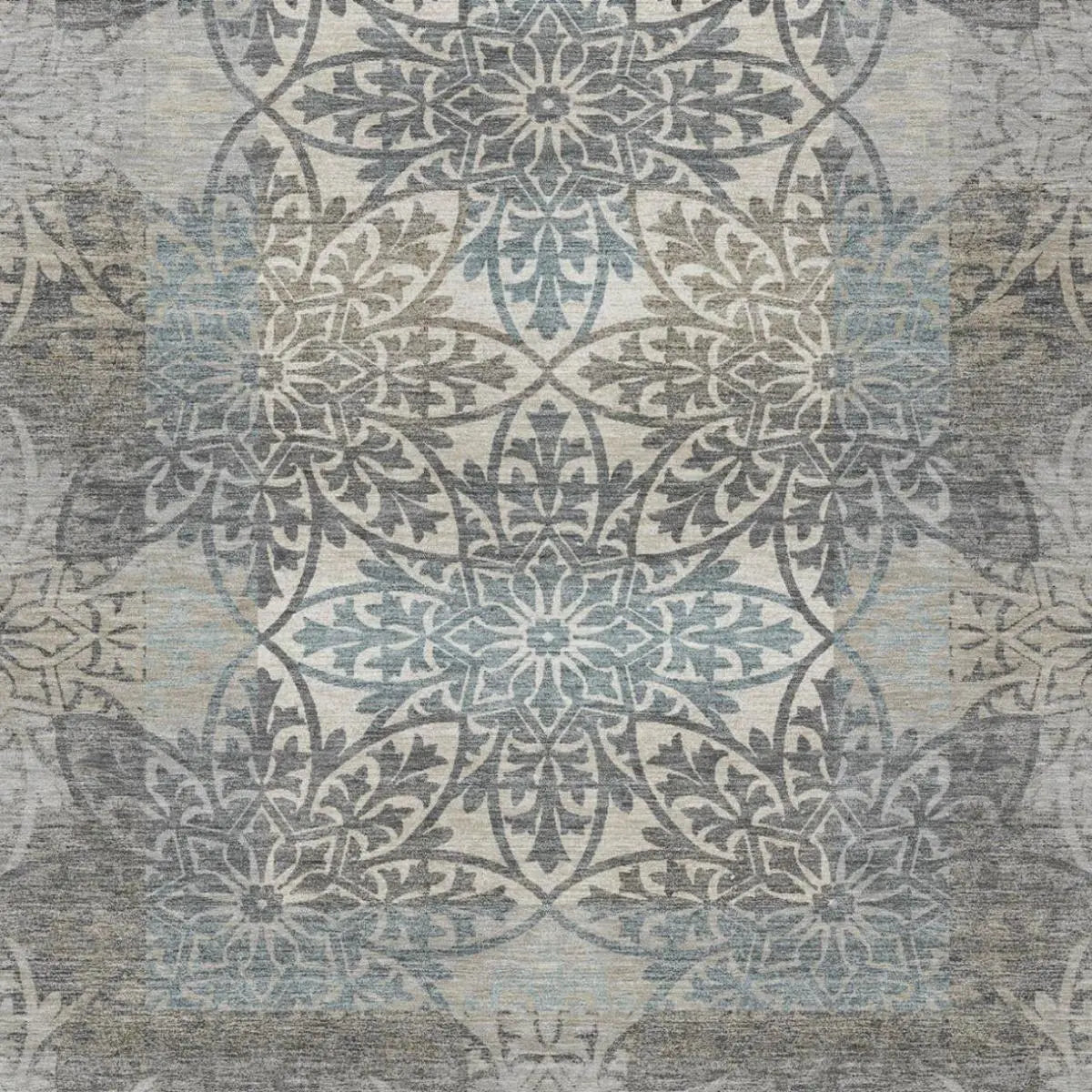 9' X 12' Gray And Silver Oriental Washable Indoor Outdoor Area Rug Homeroots Outdoor