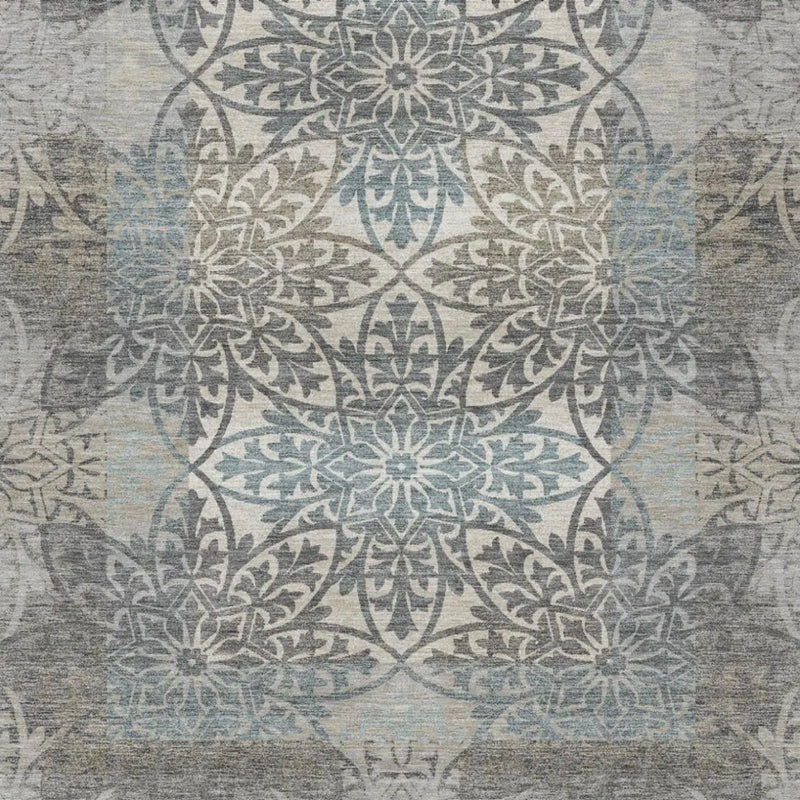 9' X 12' Gray And Silver Oriental Washable Indoor Outdoor Area Rug Homeroots Outdoor