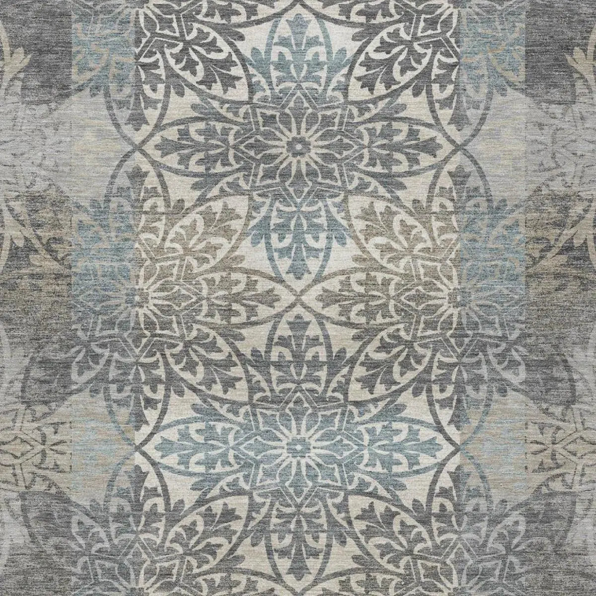 9' X 12' Gray And Silver Oriental Washable Indoor Outdoor Area Rug Homeroots Outdoor