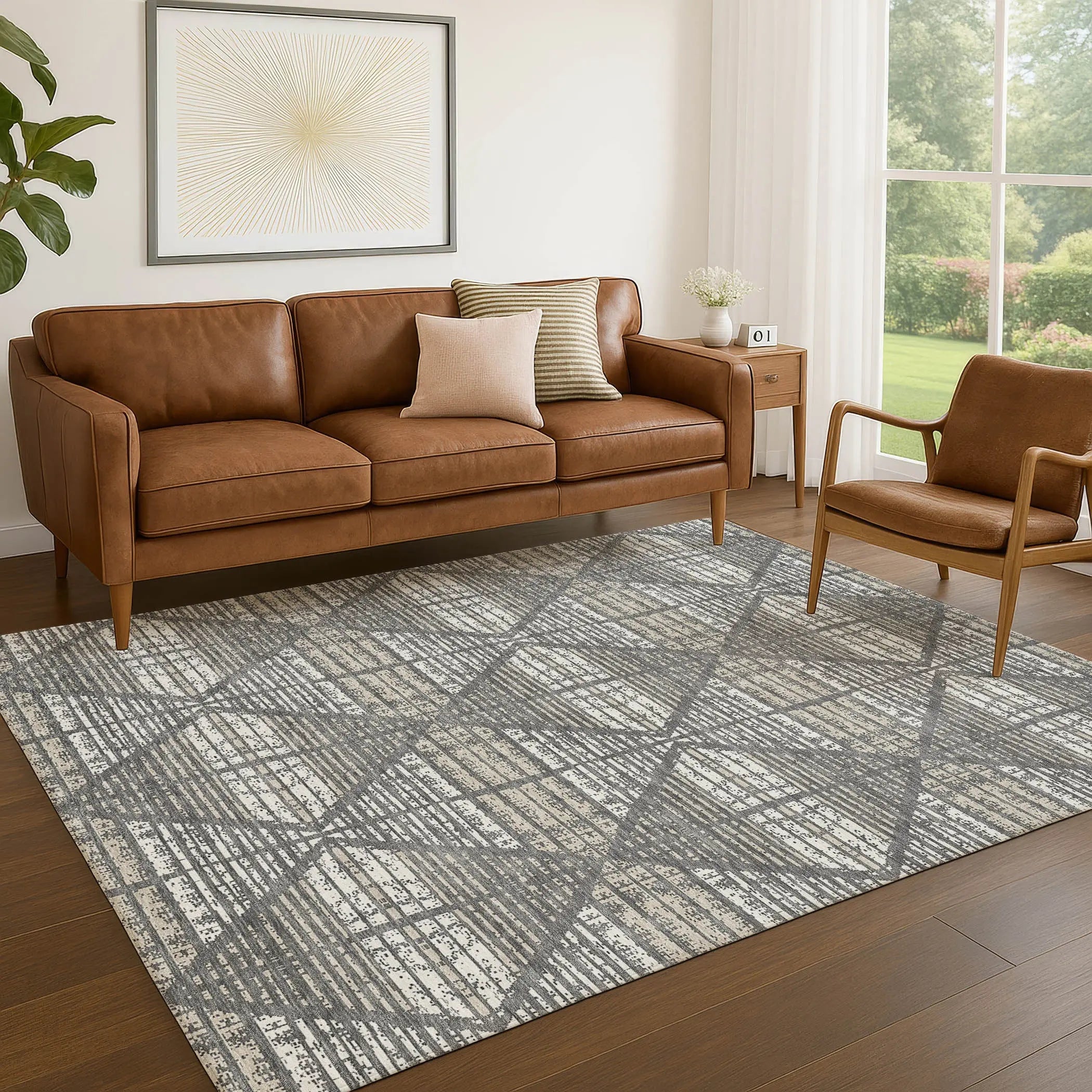 9' X 12' Gray And Taupe Geometric Washable Indoor Outdoor Area Rug Homeroots Outdoor