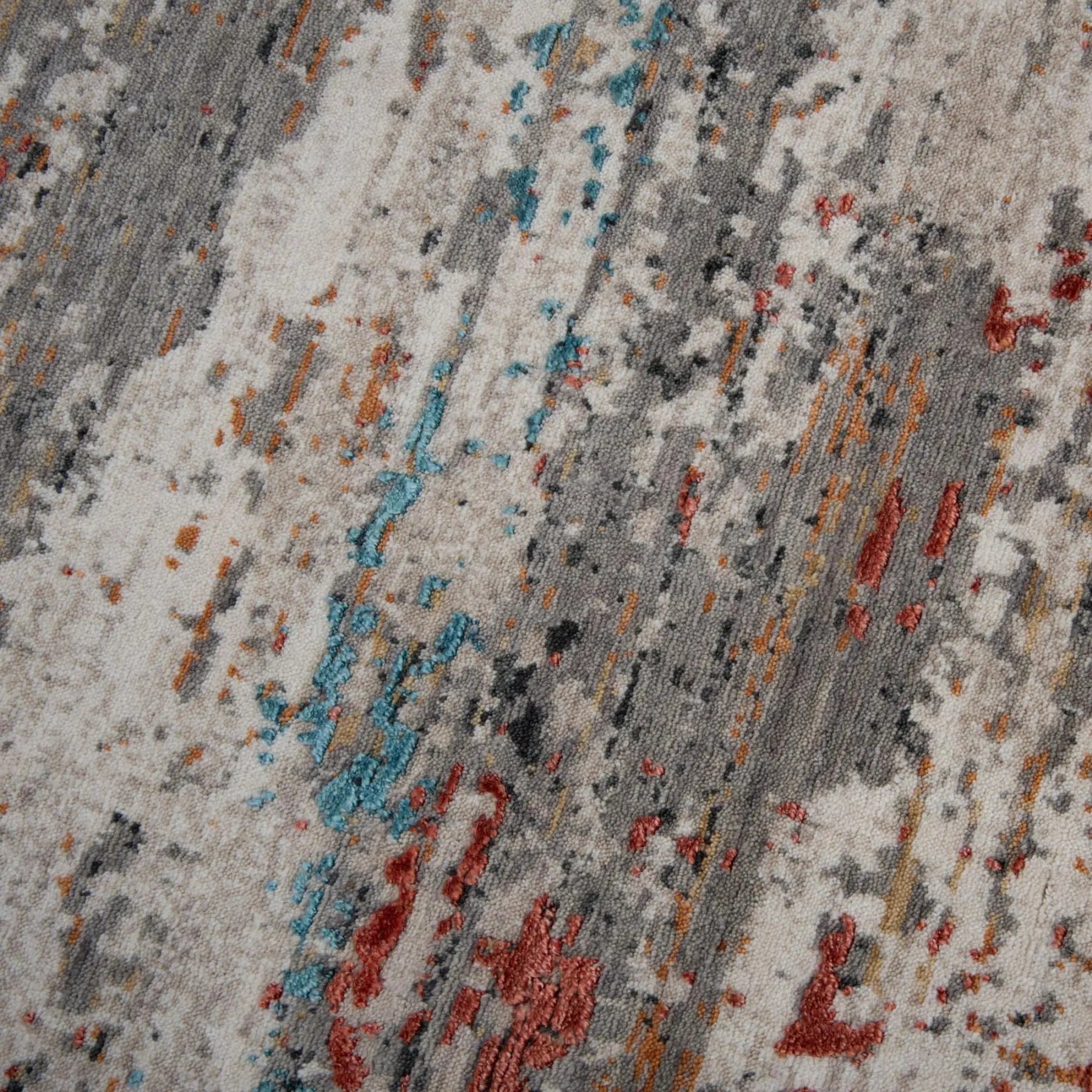 9' X 12' Gray Beige Orange Red And Blue New Zealand Lambs Wool Abstract Hand Carved Handmade Area Rug Homeroots Home Decor