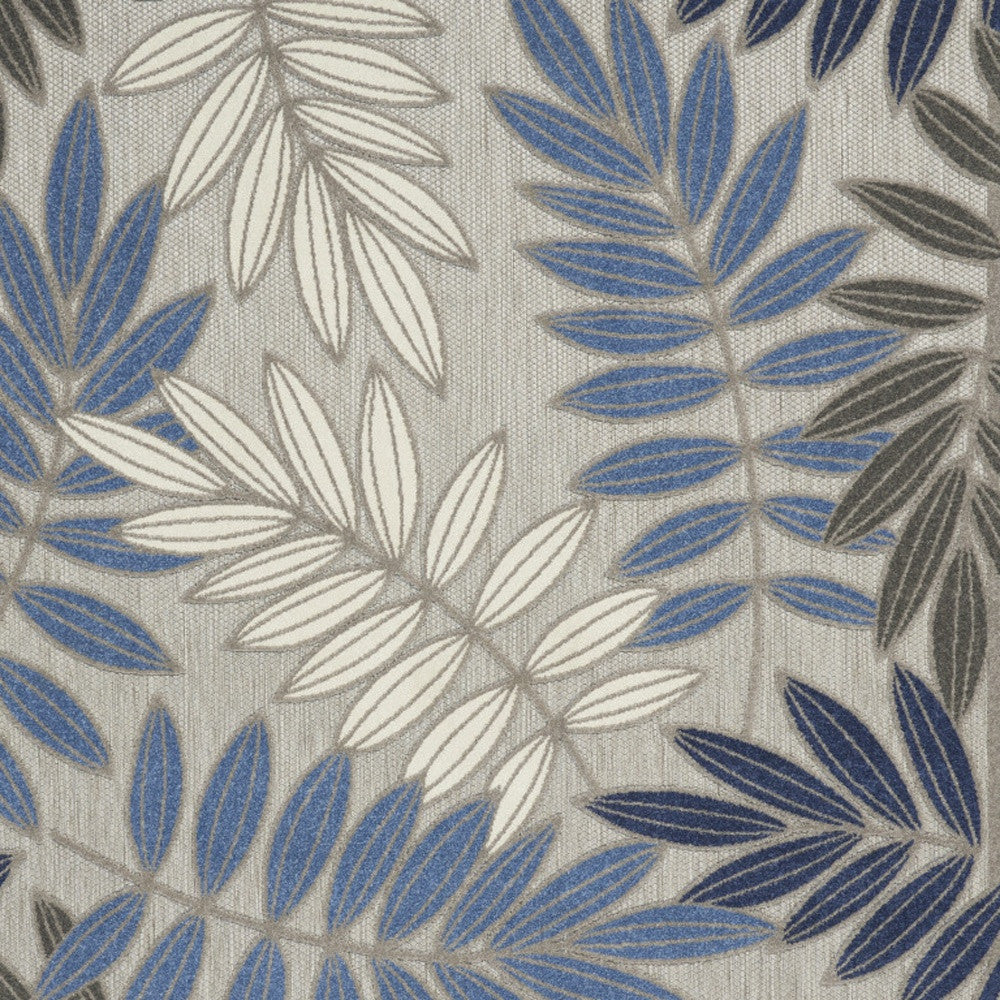9' X 12' Gray Blue And Turquoise Palm Leaf Indoor Outdoor Area Rug Homeroots Outdoor