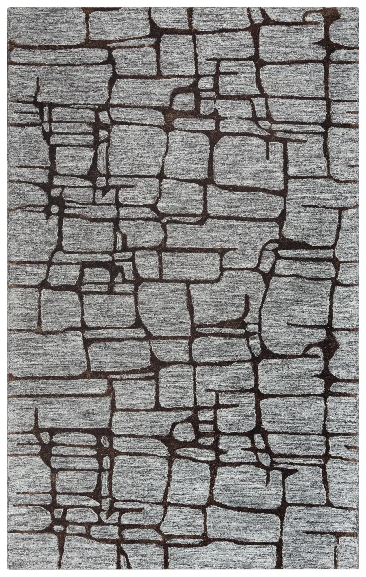 9' X 12' Gray Charcoal And Black Wool Abstract Hand Tufted Area Rug Homeroots Home Decor