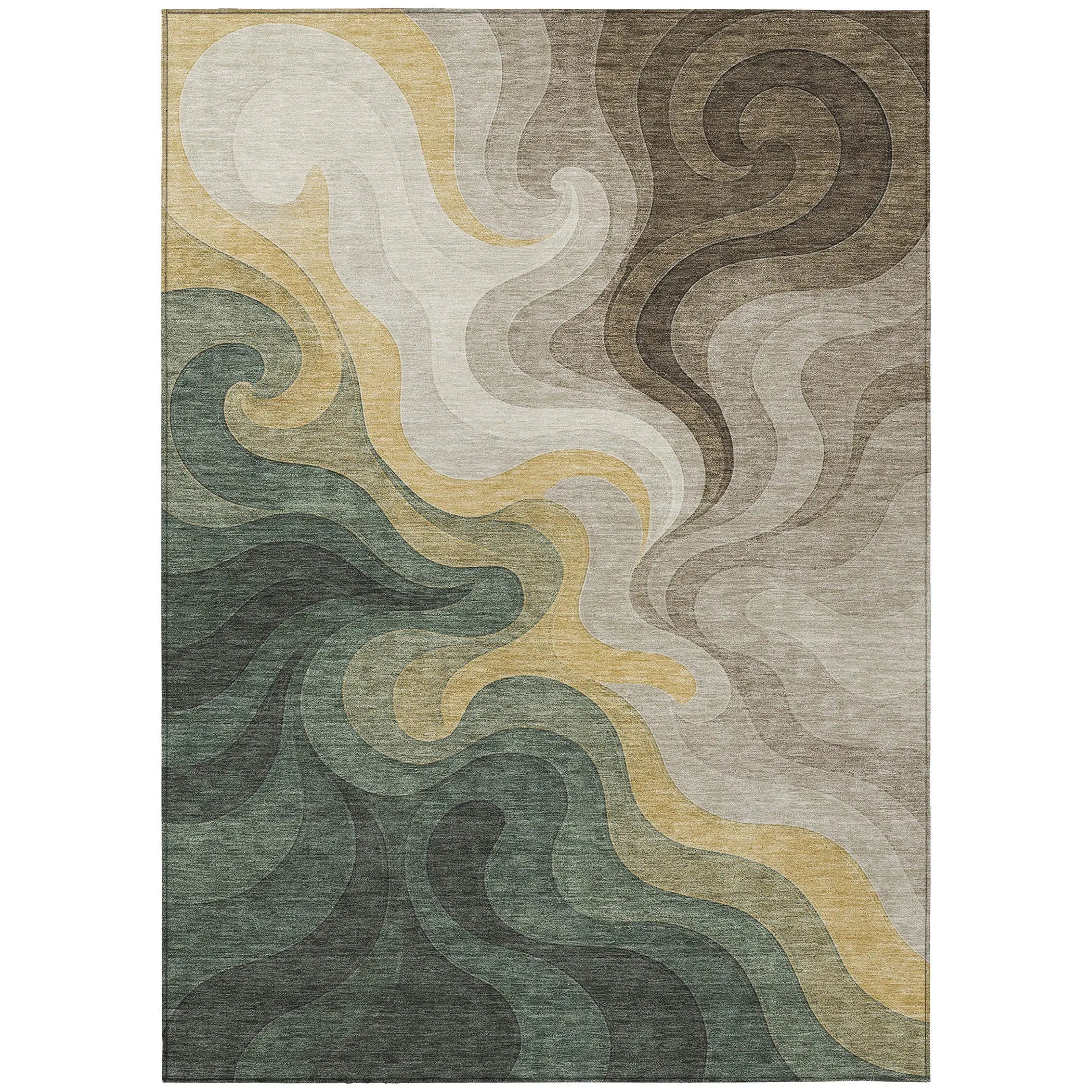 9' X 12' Green And Beige Abstract Washable Indoor Outdoor Area Rug Homeroots Outdoor