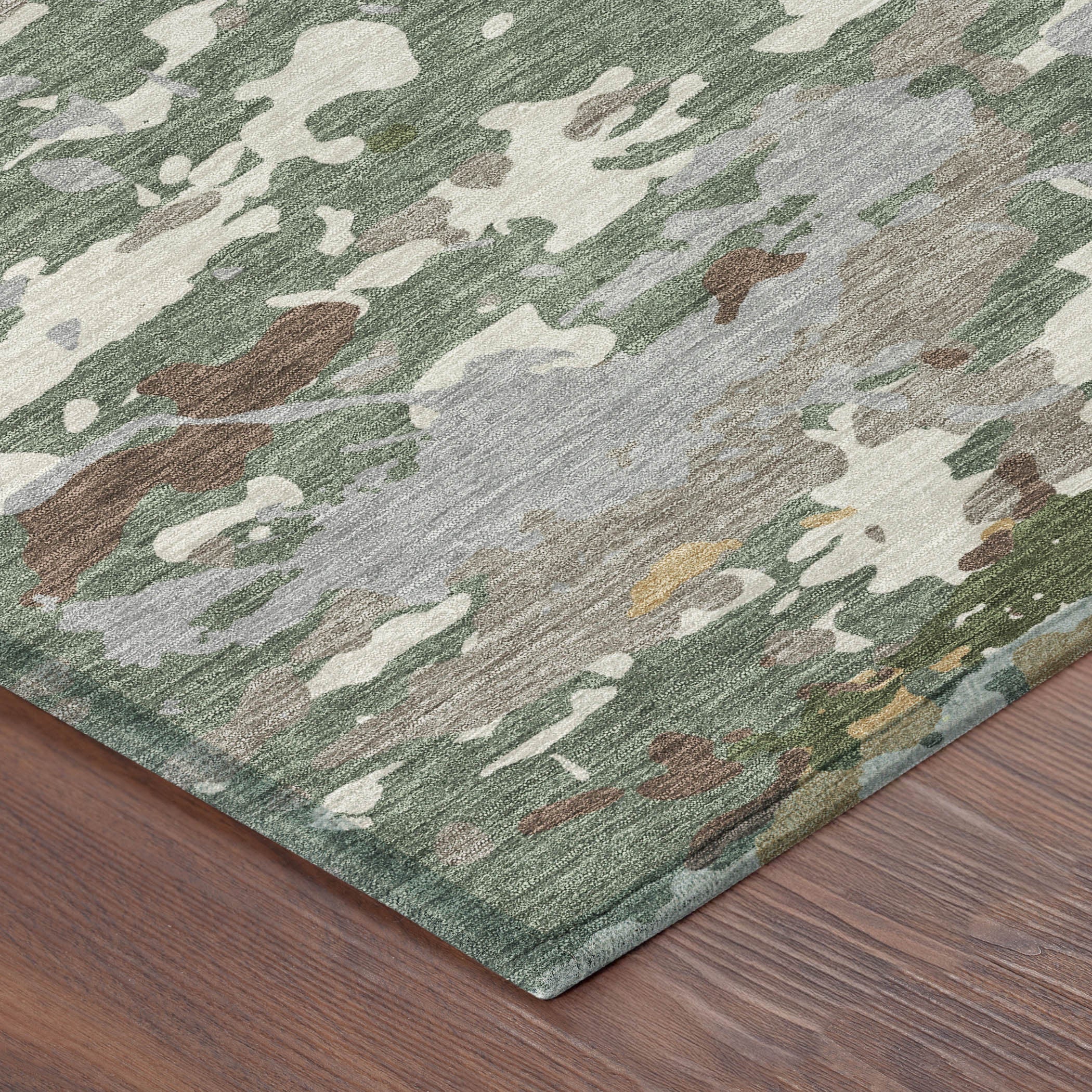 9' X 12' Green And Beige Abstract Washable Indoor Outdoor Area Rug Homeroots Outdoor