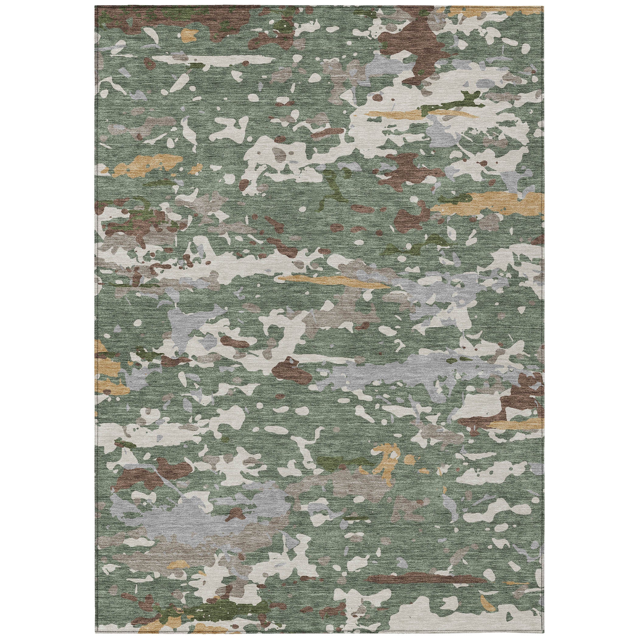 9' X 12' Green And Beige Abstract Washable Indoor Outdoor Area Rug Homeroots Outdoor