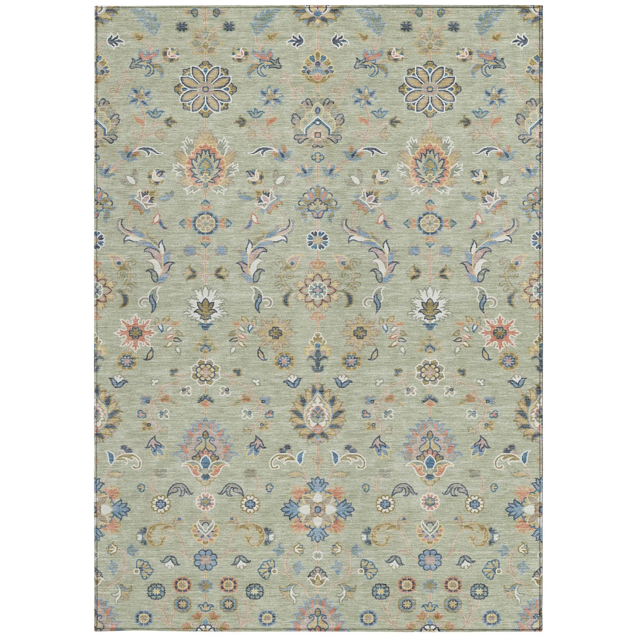 9' X 12' Green And Beige Abstract Washable Indoor Outdoor Area Rug Homeroots Outdoor