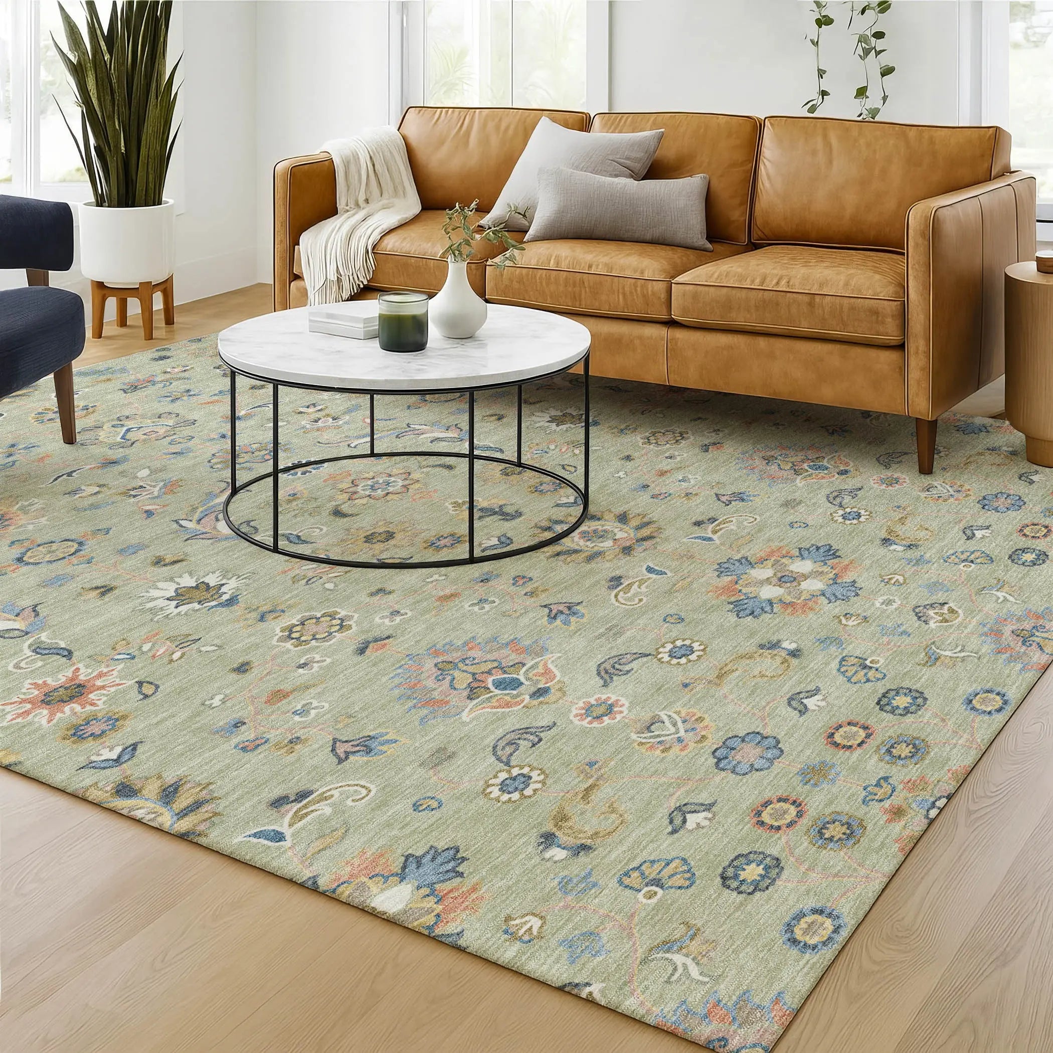 9' X 12' Green And Beige Abstract Washable Indoor Outdoor Area Rug Homeroots Outdoor