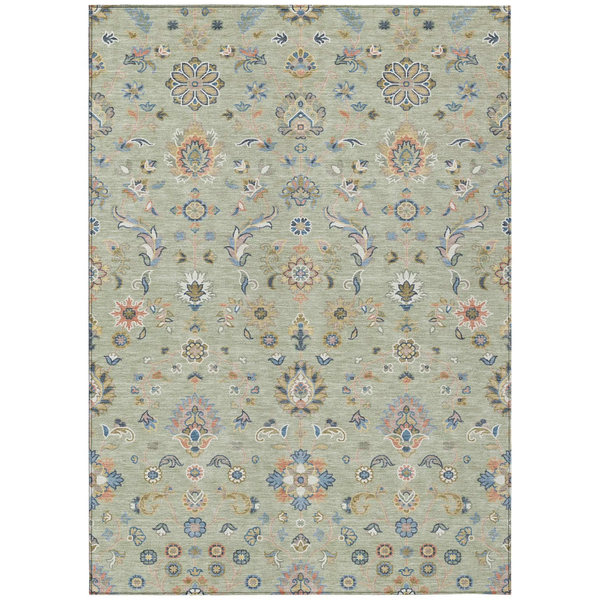 9' X 12' Green And Beige Abstract Washable Indoor Outdoor Area Rug Homeroots Outdoor