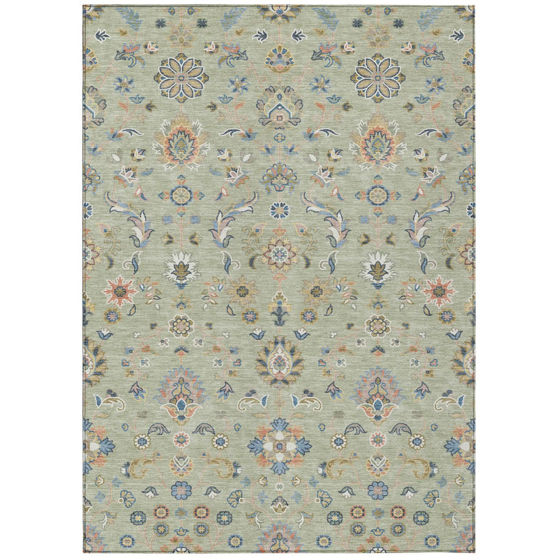 9' X 12' Green And Beige Abstract Washable Indoor Outdoor Area Rug Homeroots Outdoor
