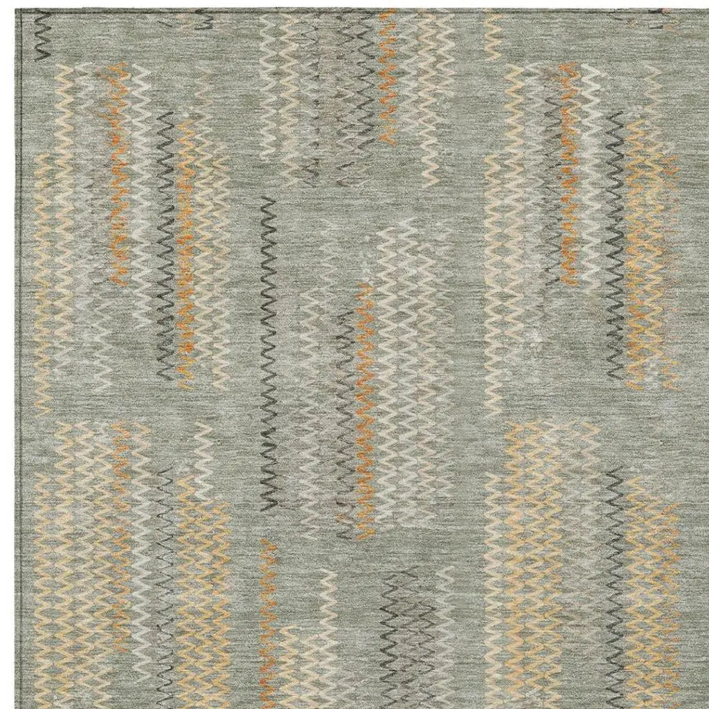 9' X 12' Green And Beige Abstract Washable Indoor Outdoor Area Rug Homeroots Outdoor