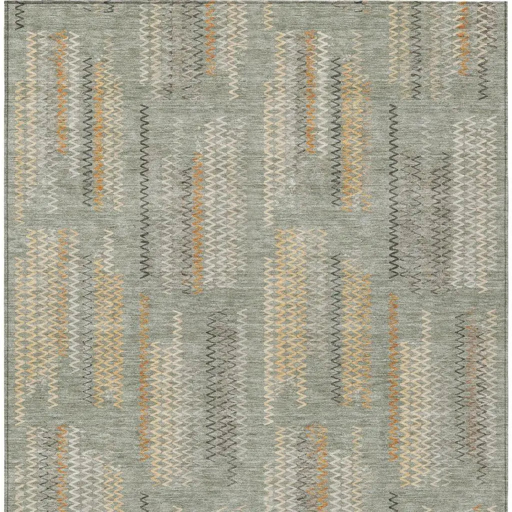 9' X 12' Green And Beige Abstract Washable Indoor Outdoor Area Rug Homeroots Outdoor