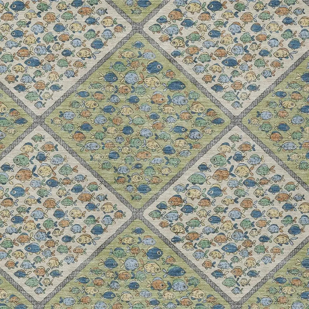 9' X 12' Green And Beige Abstract Washable Indoor Outdoor Area Rug Homeroots Outdoor