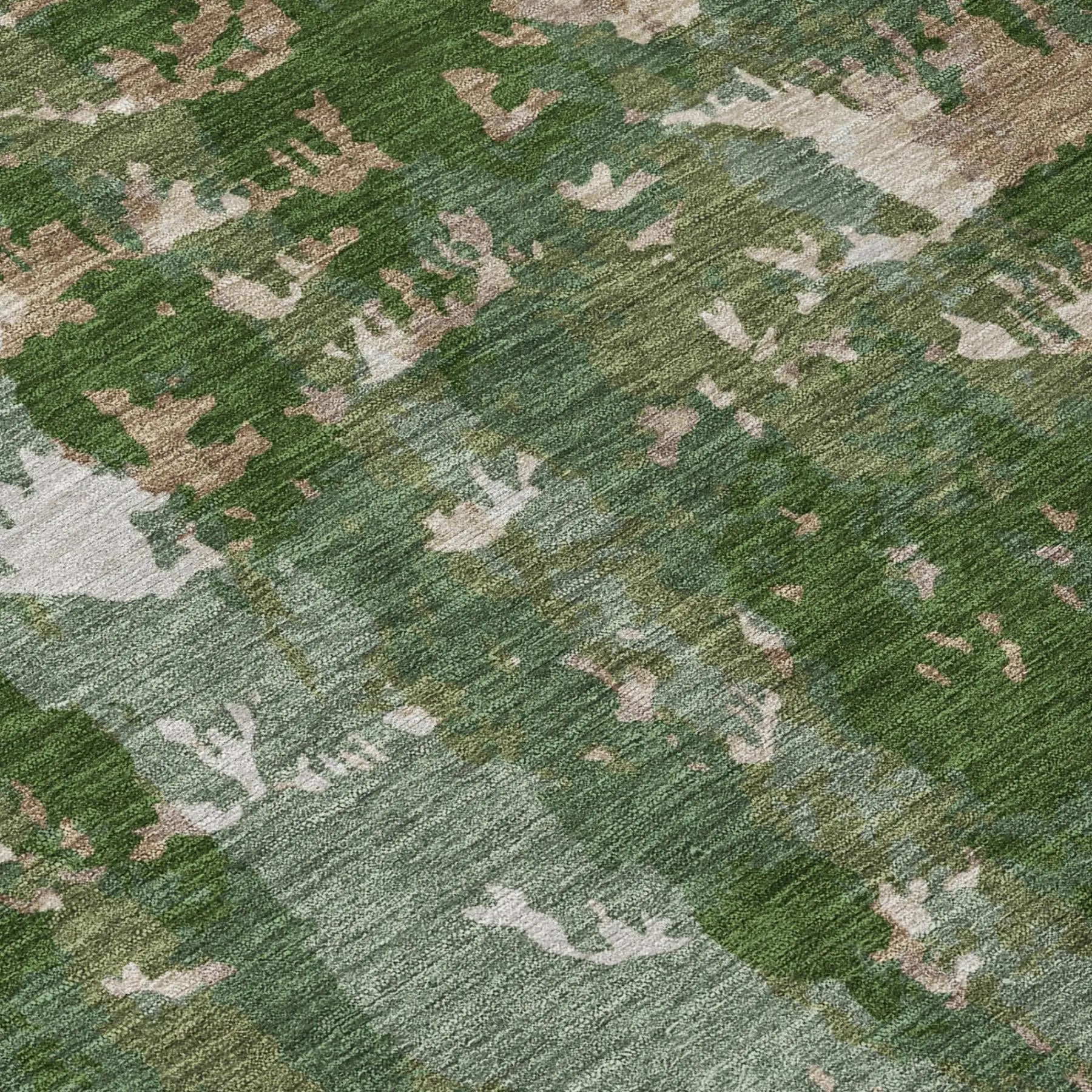 9' X 12' Green And Beige Floral Washable Indoor Outdoor Area Rug Homeroots Outdoor