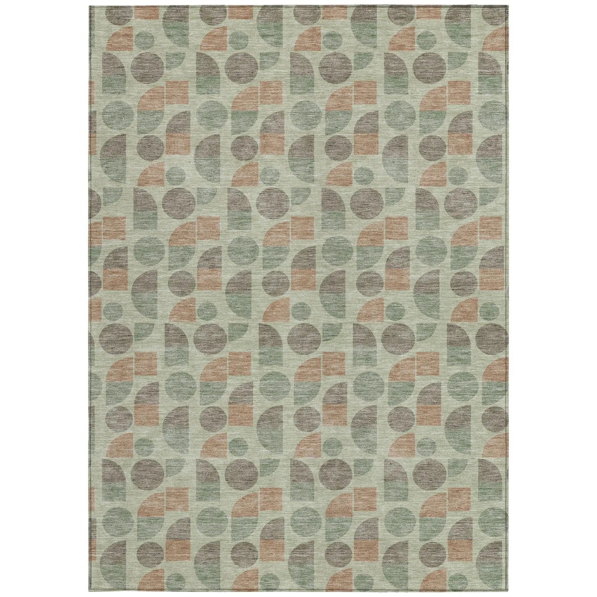 9' X 12' Green And Beige Geometric Washable Indoor Outdoor Area Rug Homeroots Outdoor