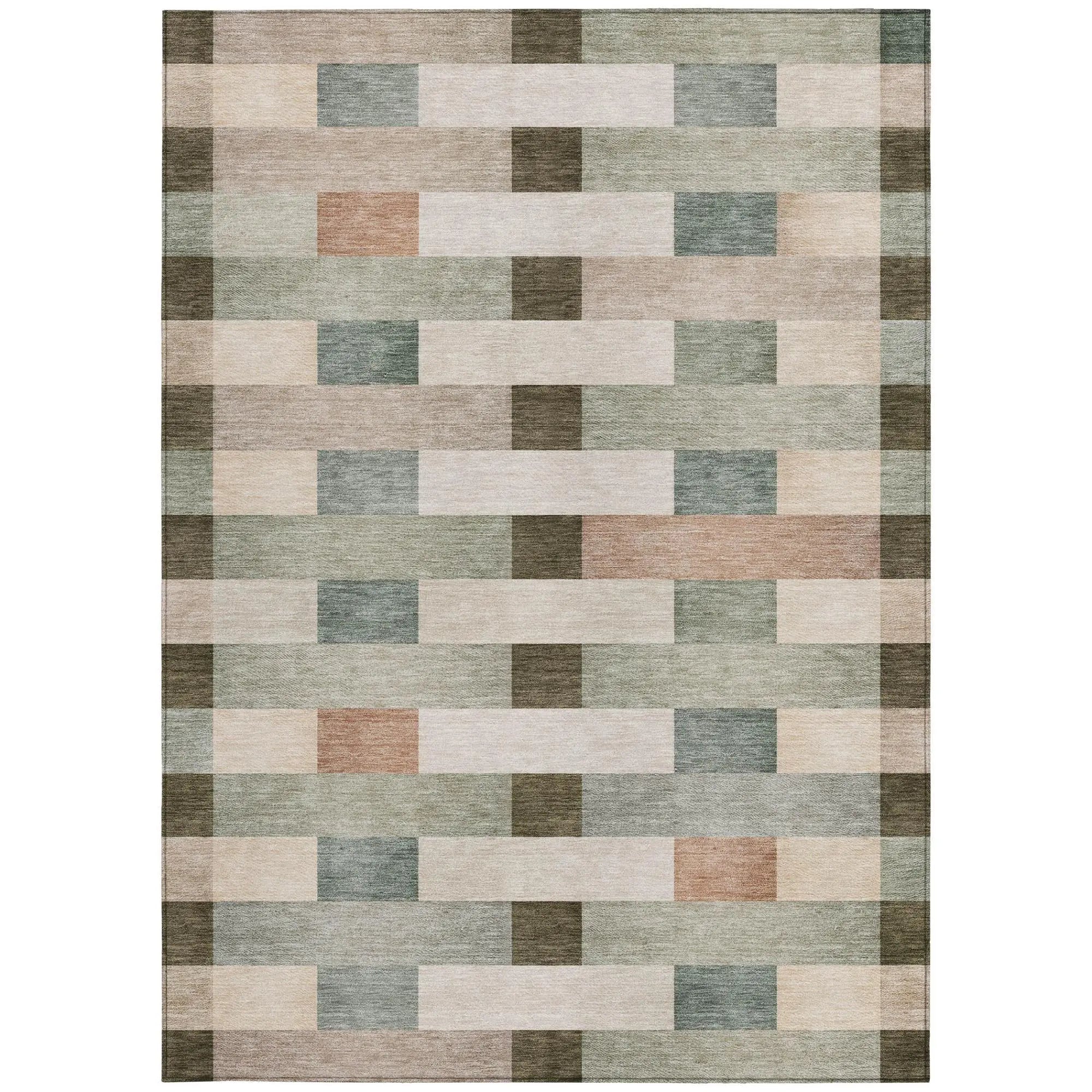 9' X 12' Green And Beige Striped Washable Indoor Outdoor Area Rug Homeroots Outdoor
