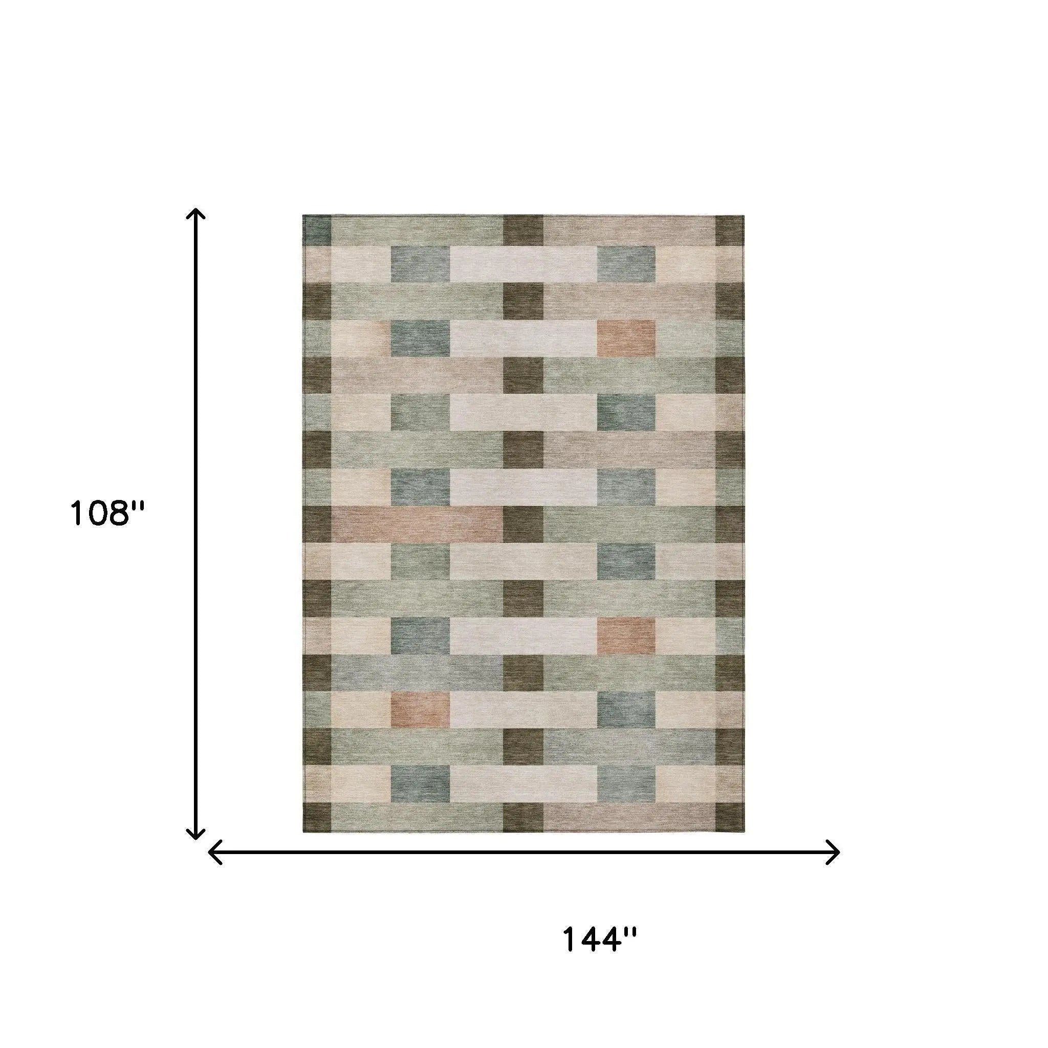 9' X 12' Green And Beige Striped Washable Indoor Outdoor Area Rug Homeroots Outdoor