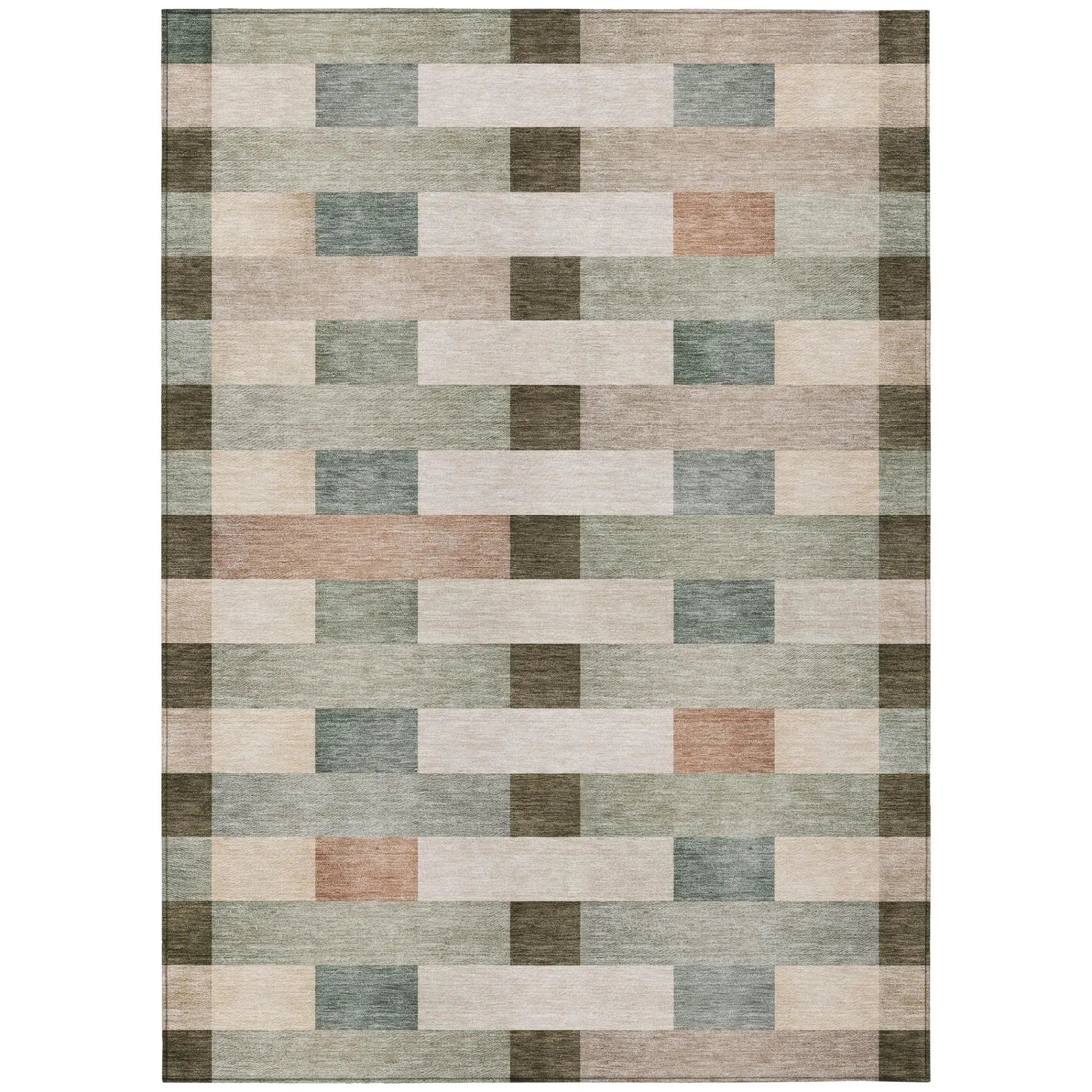 9' X 12' Green And Beige Striped Washable Indoor Outdoor Area Rug Homeroots Outdoor