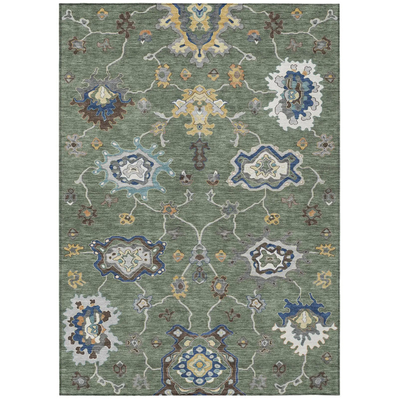 9' X 12' Green And Blue Oriental Washable Indoor Outdoor Area Rug Homeroots Outdoor