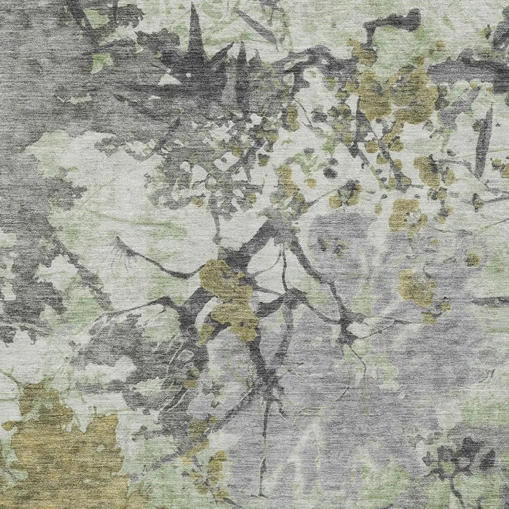 9' X 12' Green And Brown Abstract Washable Indoor Outdoor Area Rug Homeroots Outdoor