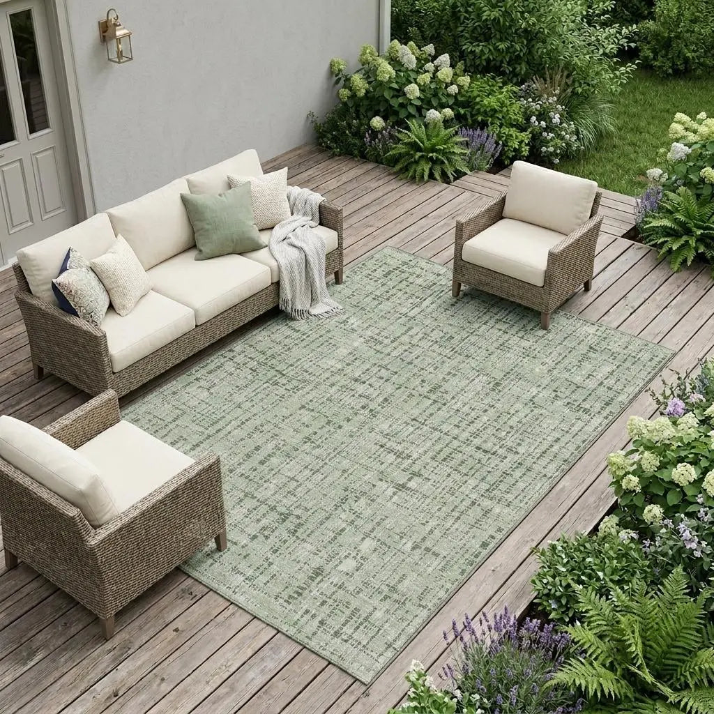 9' X 12' Green And Brown Abstract Washable Indoor Outdoor Area Rug Homeroots Outdoor
