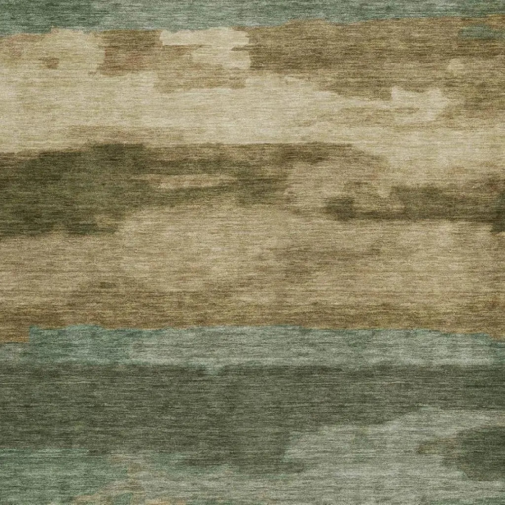 9' X 12' Green And Brown Abstract Washable Indoor Outdoor Area Rug Homeroots Outdoor