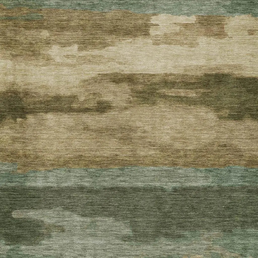 9' X 12' Green And Brown Abstract Washable Indoor Outdoor Area Rug Homeroots Outdoor
