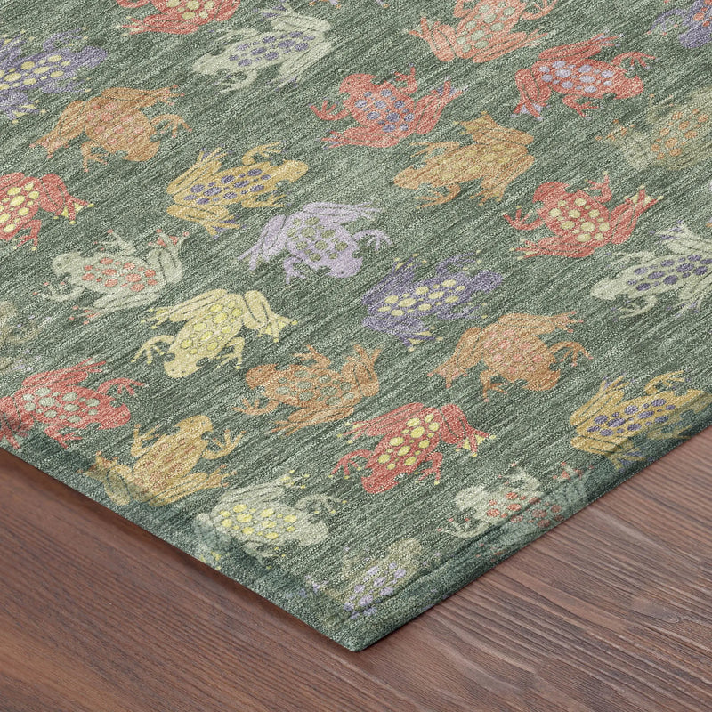 9' X 12' Green And Brown Geometric Washable Indoor Outdoor Area Rug Homeroots Outdoor