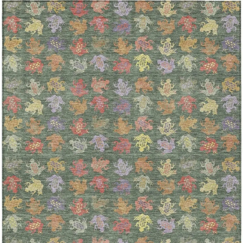 9' X 12' Green And Brown Geometric Washable Indoor Outdoor Area Rug Homeroots Outdoor