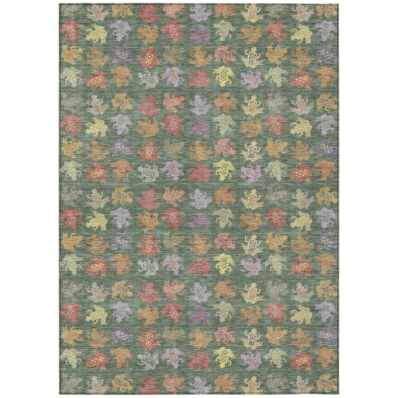 9' X 12' Green And Brown Geometric Washable Indoor Outdoor Area Rug Homeroots Outdoor