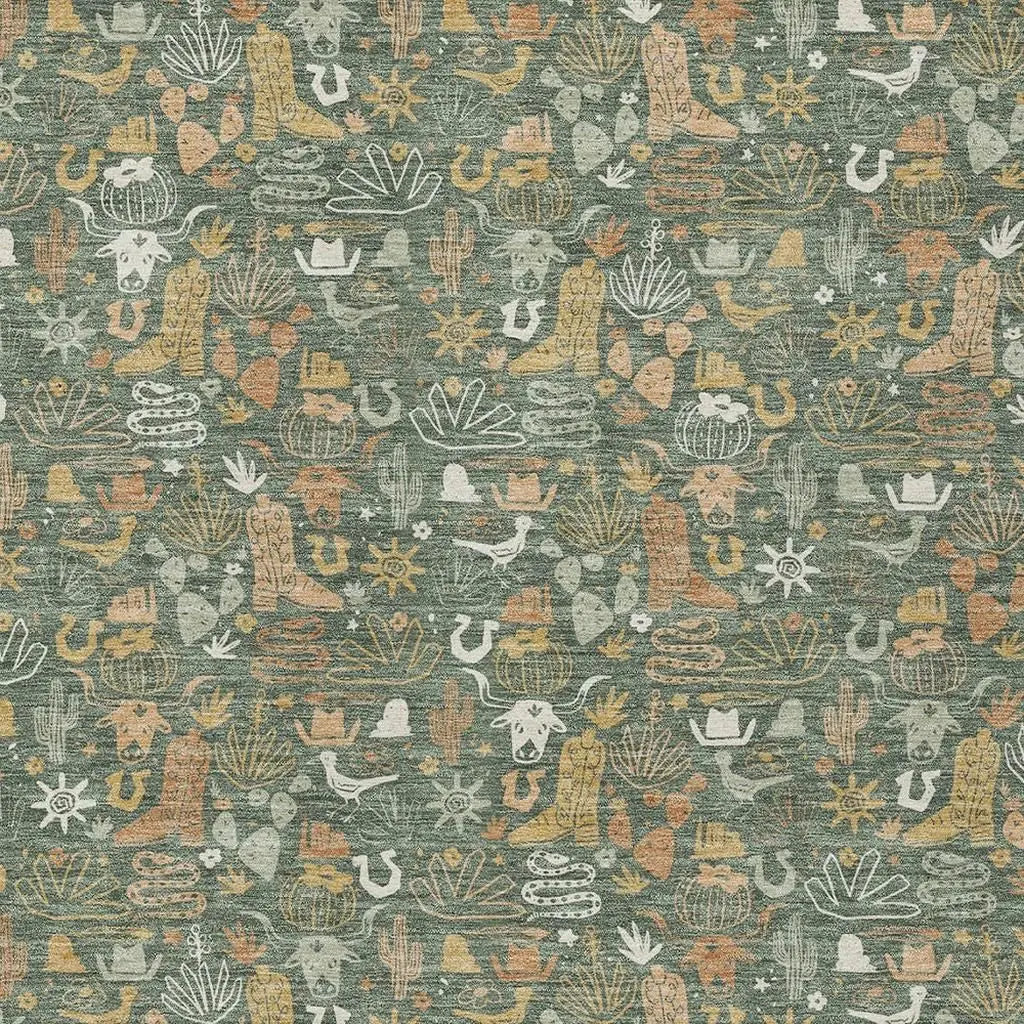 9' X 12' Green And Brown Stars Washable Indoor Outdoor Area Rug Homeroots Outdoor