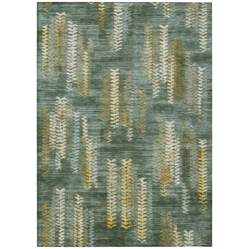 9' X 12' Green And Brown Striped Washable Indoor Outdoor Area Rug Homeroots Outdoor