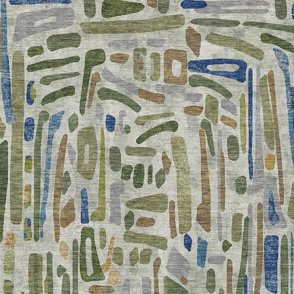 9' X 12' Green And Copper Abstract Washable Indoor Outdoor Area Rug Homeroots Outdoor