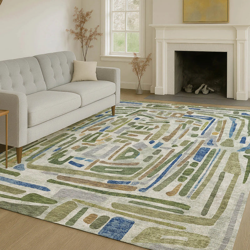 9' X 12' Green And Copper Abstract Washable Indoor Outdoor Area Rug Homeroots Outdoor