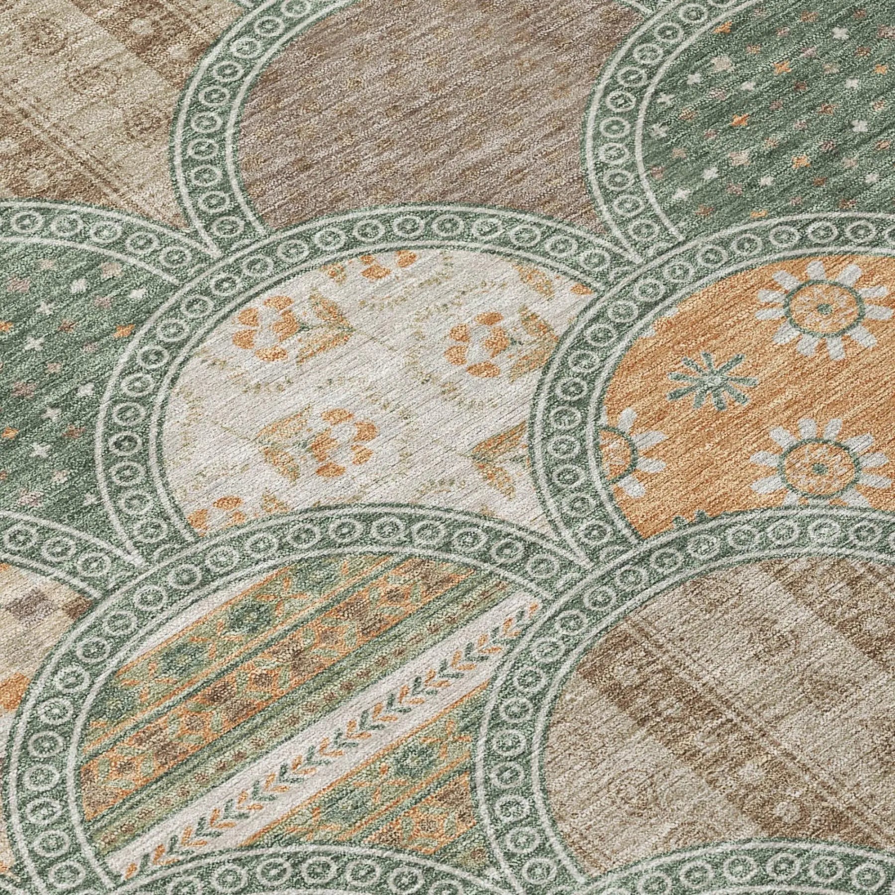 9' X 12' Green And Copper Geometric Washable Indoor Outdoor Area Rug Homeroots Outdoor