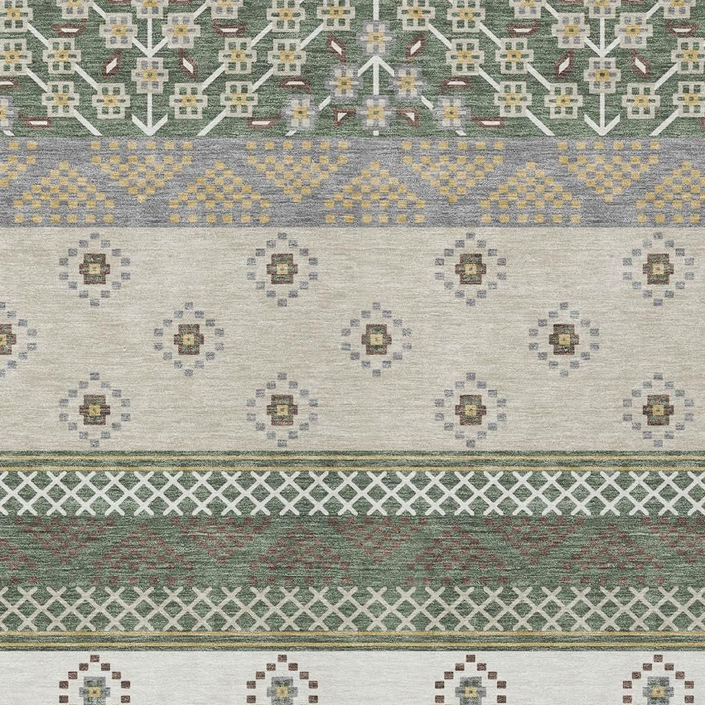 9' X 12' Green And Copper Striped Washable Indoor Outdoor Area Rug Homeroots Outdoor