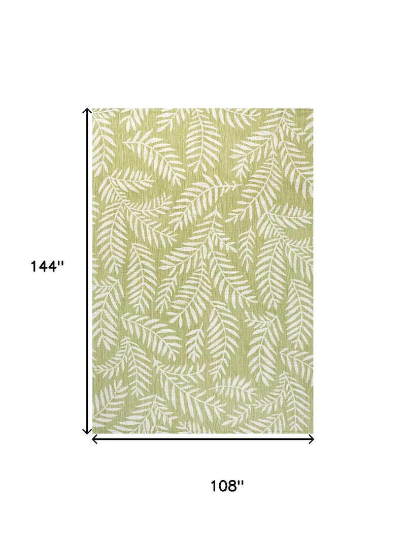 9' X 12' Green And Cream Floral Indoor Outdoor Area Rug Homeroots Outdoor